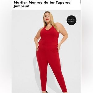 Torrid Red Halter Tapered Jumpsuit
